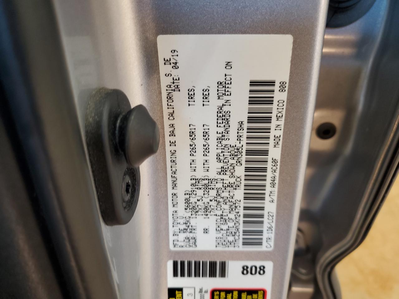 2019 Toyota Tacoma Double Cab VIN: 3TMCZ5AN3KM247572 Lot: 80404685