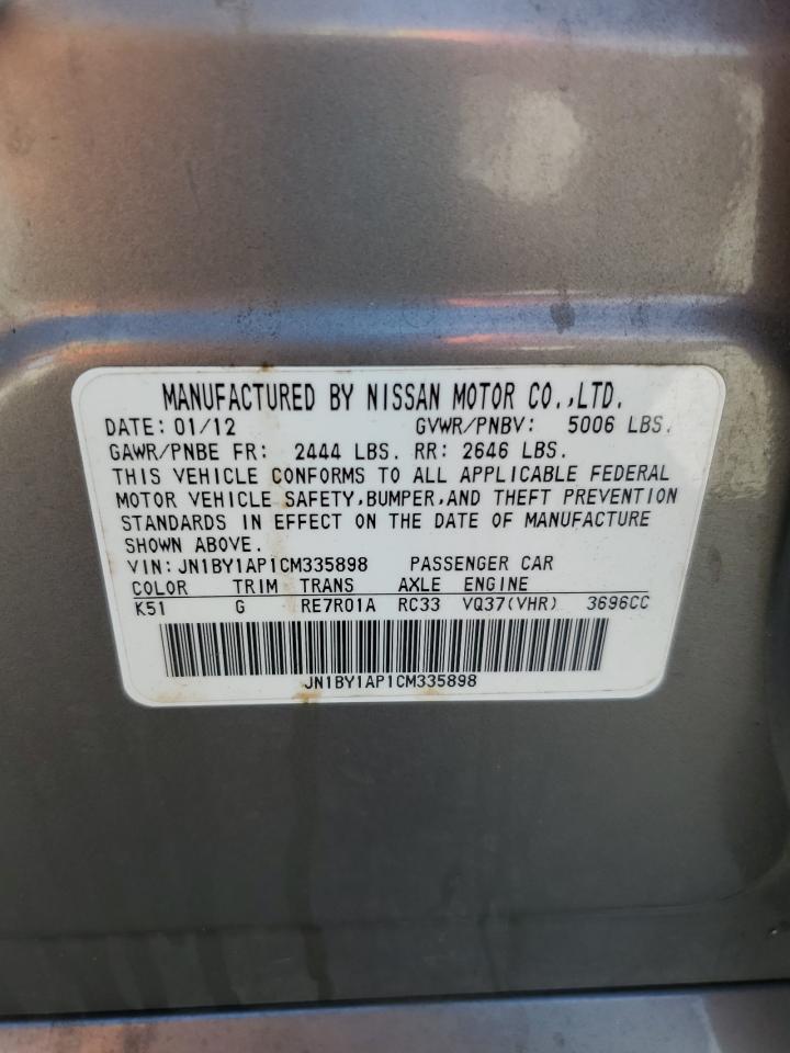 2012 Infiniti M37 VIN: JN1BY1AP1CM335898 Lot: 81589515