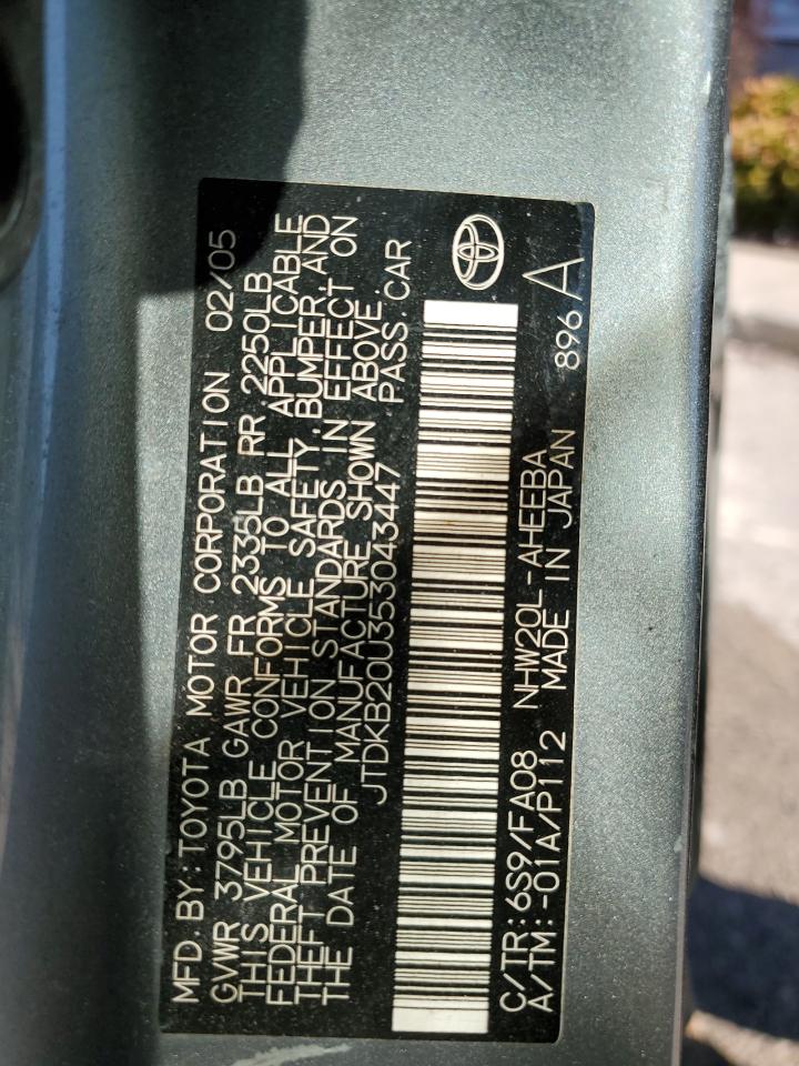 2005 Toyota Prius VIN: JTDKB20U353043447 Lot: 71772195