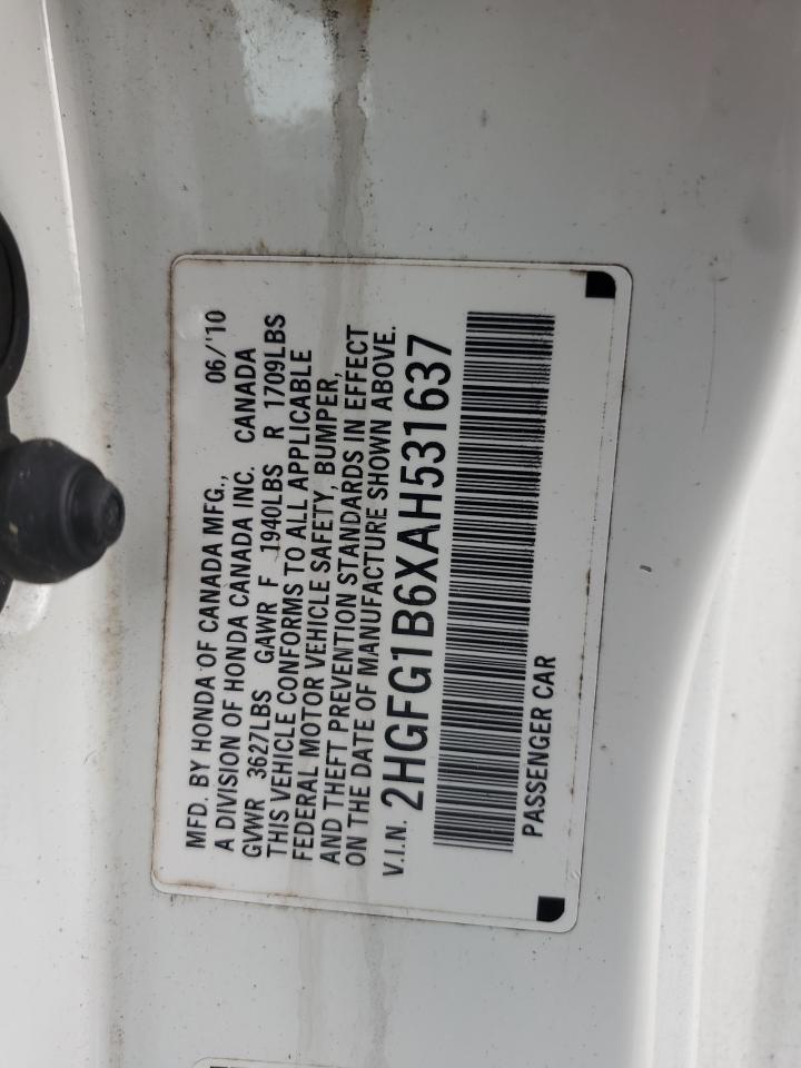 2010 Honda Civic Lx VIN: 2HGFG1B6XAH531637 Lot: 84268755