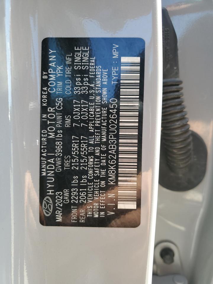 2023 Hyundai Kona Sel VIN: KM8K62AB3PU026450 Lot: 80679715