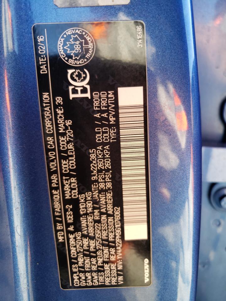 YV4A22PM9G1076062 VOLVO XC90 2016 BLUE Photo 12