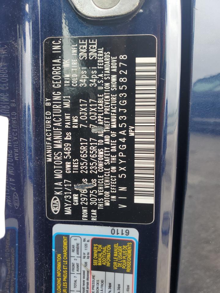 2018 Kia Sorento Lx VIN: 5XYPG4A53JG358278 Lot: 80149675