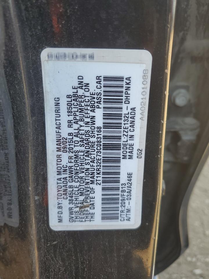 2003 Toyota Corolla Matrix Xr VIN: 2T1KR32E73C083168 Lot: 81780635