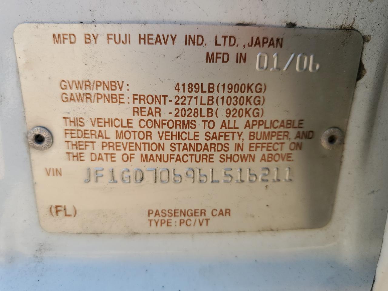 2006 Subaru Impreza Wrx Sti VIN: JF1GD70696L516211 Lot: 80017125