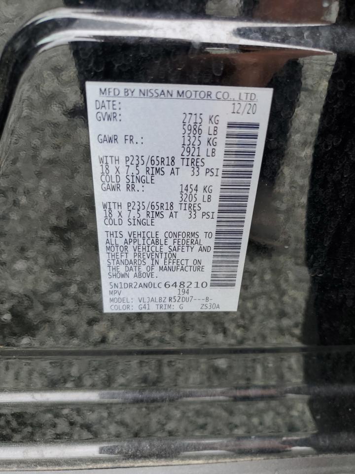 2020 Nissan Pathfinder S VIN: 5N1DR2AN0LC648210 Lot: 80644265