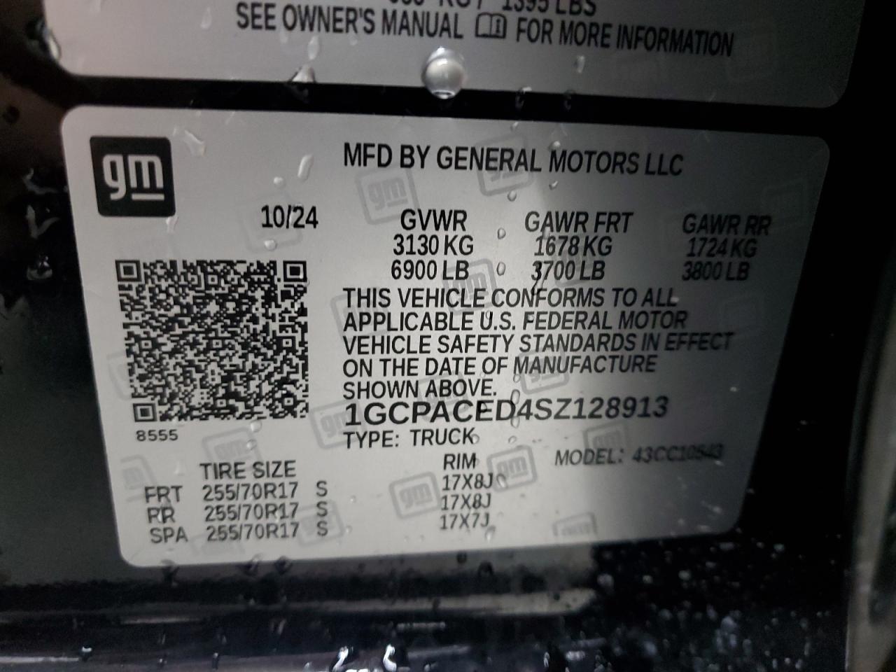 2025 Chevrolet Silverado C1500 Lt VIN: 1GCPACED4SZ128913 Lot: 84381705