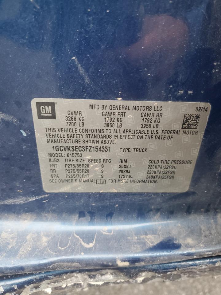 2015 Chevrolet Silverado K1500 Ltz VIN: 1GCVKSEC3FZ154351 Lot: 80658625