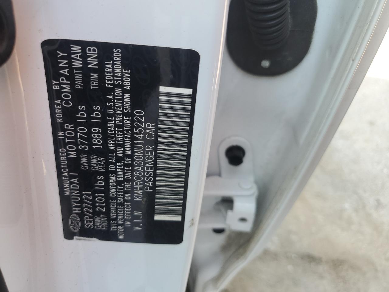 2022 Hyundai Venue Sel VIN: KMHRC8A30NU145220 Lot: 71931465