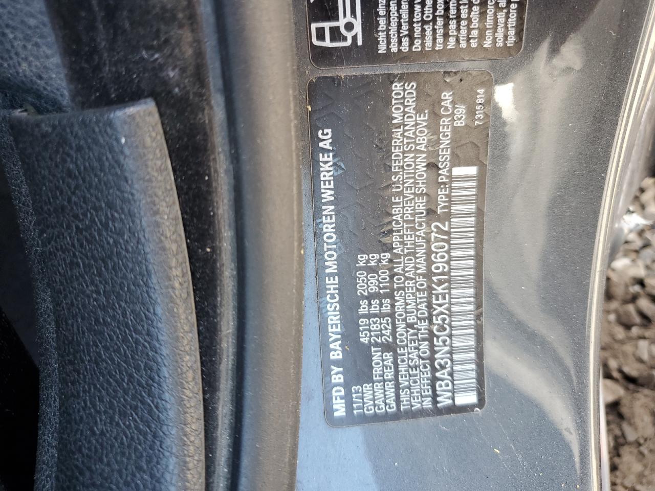 2014 BMW 428 Xi VIN: WBA3N5C5XEK196072 Lot: 69238285