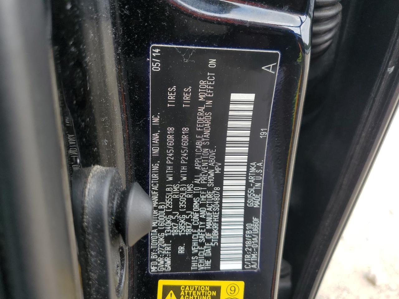 2014 Toyota Highlander Le VIN: 5TDBKRFHXES048078 Lot: 83825775