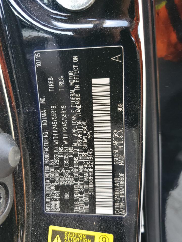 2015 Toyota Highlander Limited VIN: 5TDDKRFH9FS219445 Lot: 71477295