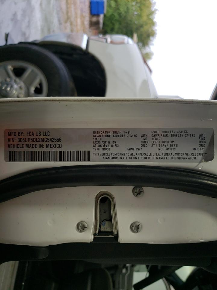 2021 Ram 2500 Big Horn VIN: 3C6UR5DL2MG542556 Lot: 82114535