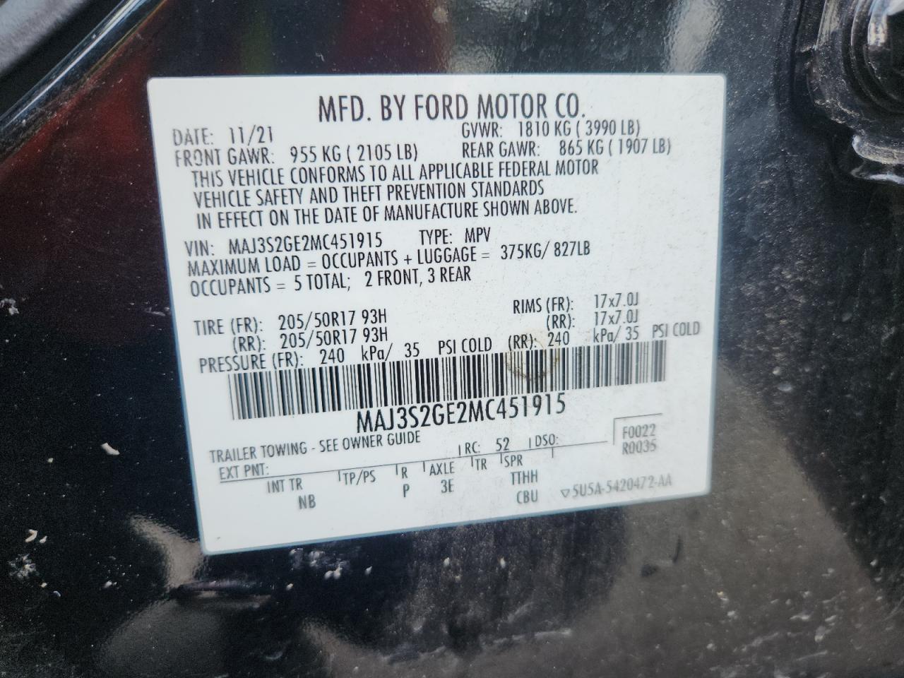 2021 Ford Ecosport Se VIN: MAJ3S2GE2MC451915 Lot: 84039815
