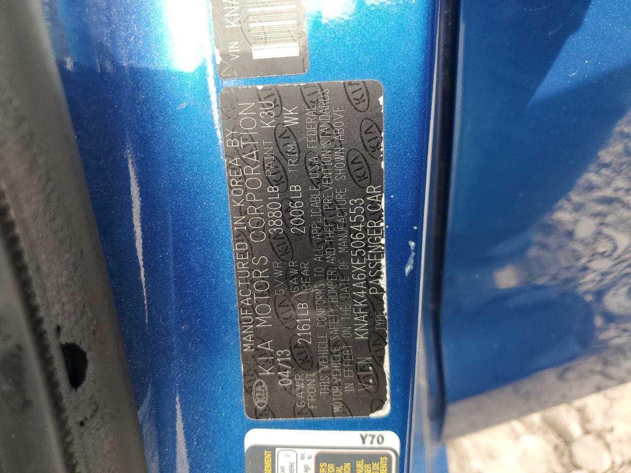 2014 Kia Forte Lx VIN: KNAFK4A6XE5064553 Lot: 70925025