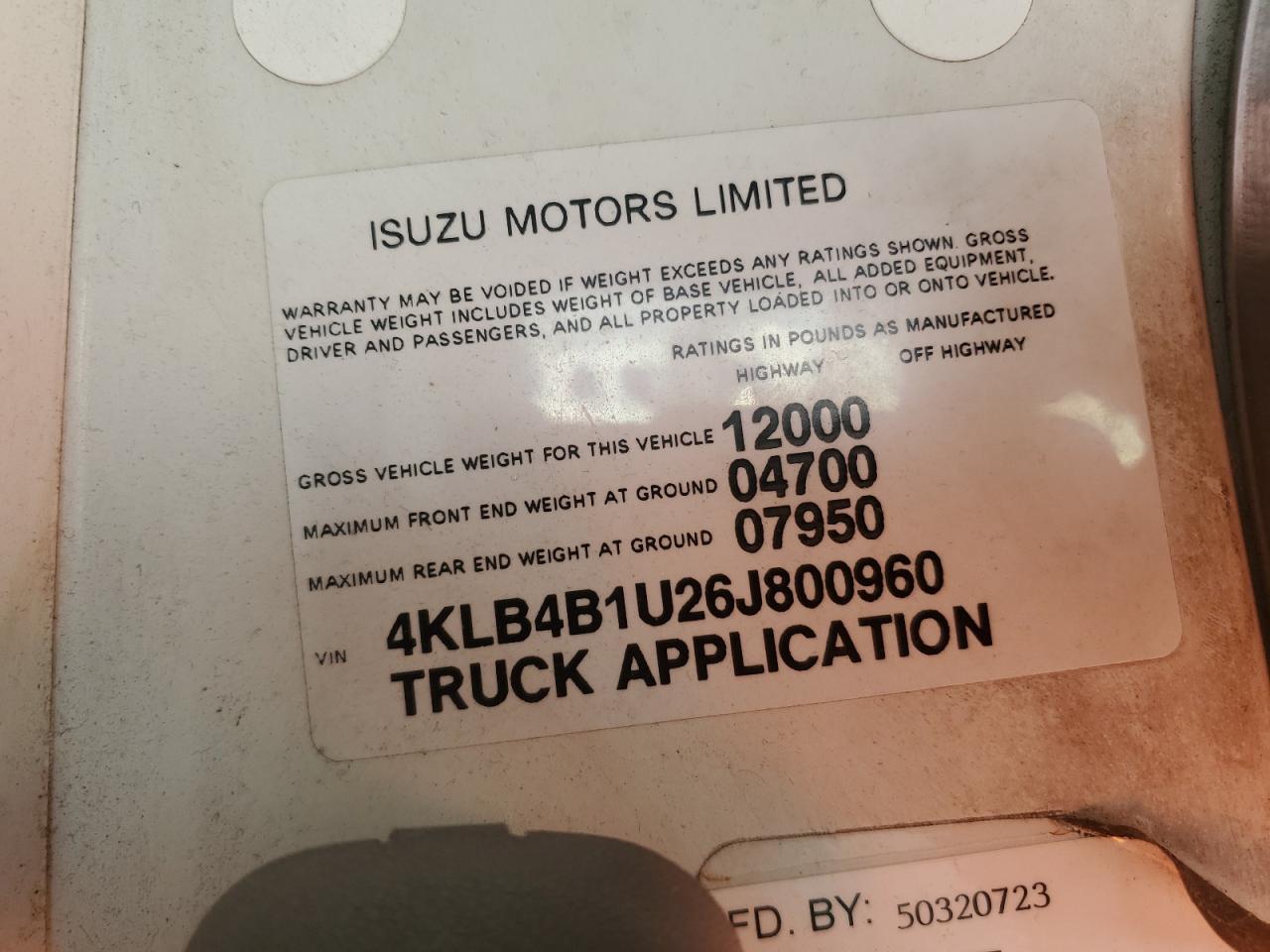 2006 Isuzu Npr VIN: 4KLB4B1U26J800960 Lot: 81281725