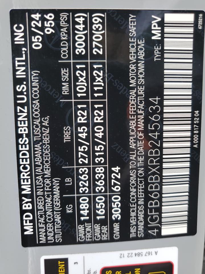 2024 Mercedes-Benz Gle Amg 53 4Matic VIN: 4JGFB6BBXRB245634 Lot: 71886635