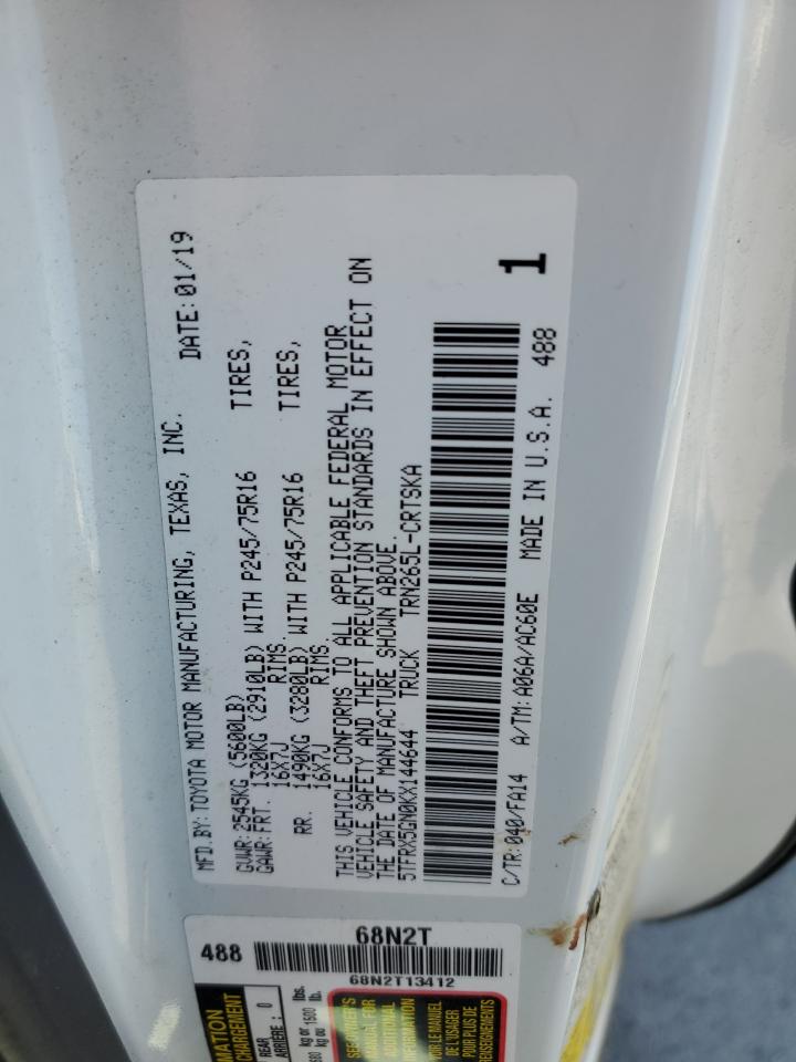 2019 Toyota Tacoma Access Cab VIN: 5TFRX5GN0KX144644 Lot: 80373555