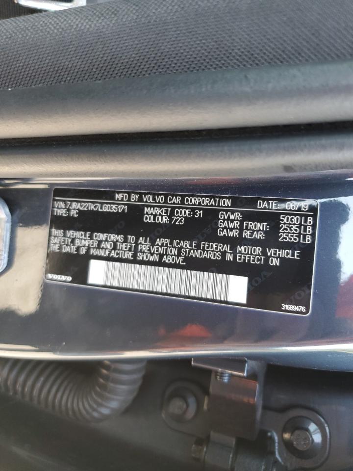 2020 Volvo S60 T6 Momentum VIN: 7JRA22TK7LG035171 Lot: 80463515