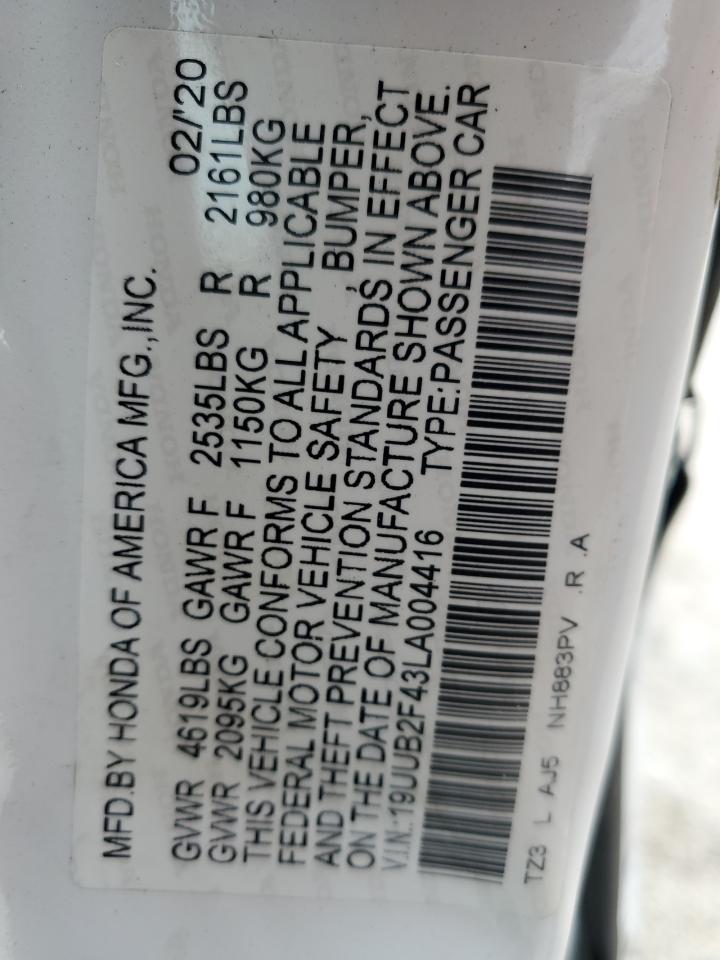 2020 Acura Tlx Technology VIN: 19UUB2F43LA004416 Lot: 84243015