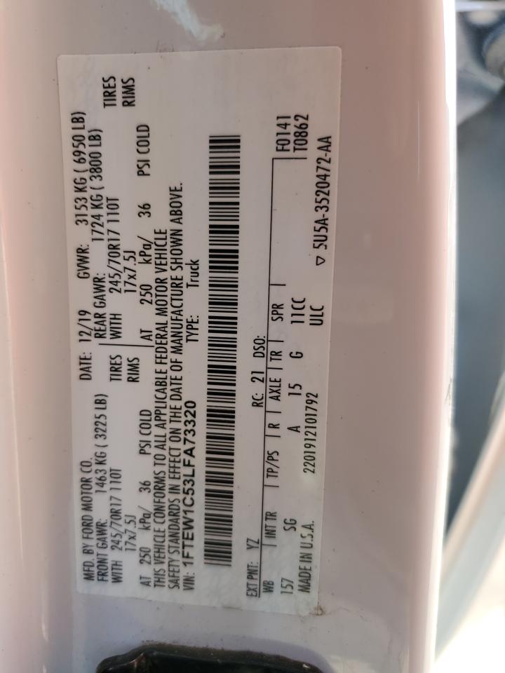 2020 Ford F150 Supercrew VIN: 1FTEW1C53LFA73320 Lot: 83955595