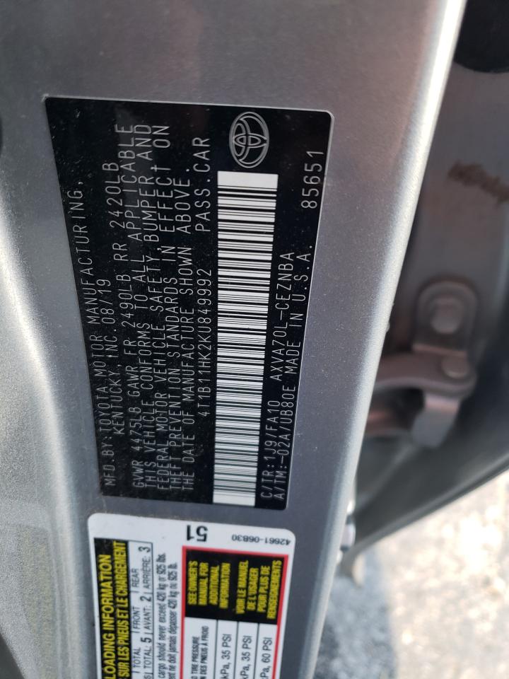 2019 Toyota Camry L VIN: 4T1B11HK2KU849992 Lot: 84021045