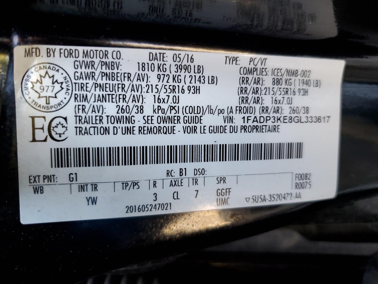 2016 Ford Focus Se VIN: 1FADP3KE8GL333617 Lot: 83924545