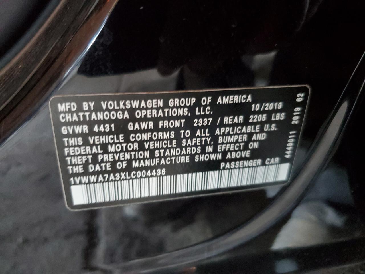 2020 Volkswagen Passat Se VIN: 1VWWA7A3XLC004436 Lot: 81852395