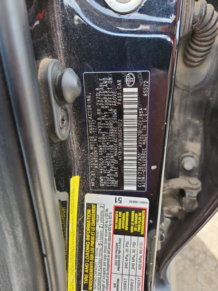 2018 Toyota Camry L VIN: 4T1B11HK9JU567072 Lot: 84627815