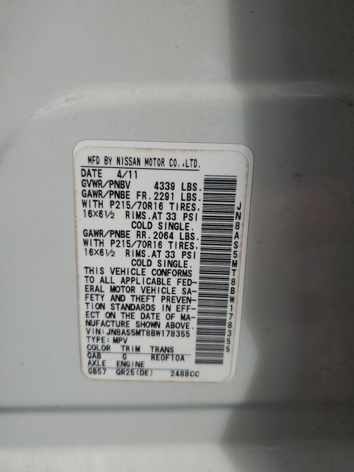 2011 Nissan Rogue S VIN: JN8AS5MT8BW178355 Lot: 71079095