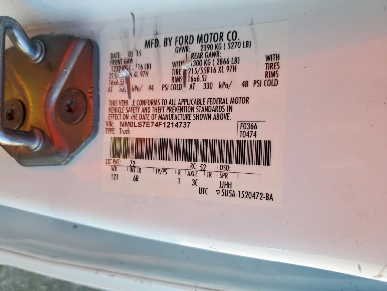 2015 Ford Transit Connect Xl VIN: NM0LS7E74F1214737 Lot: 71976375