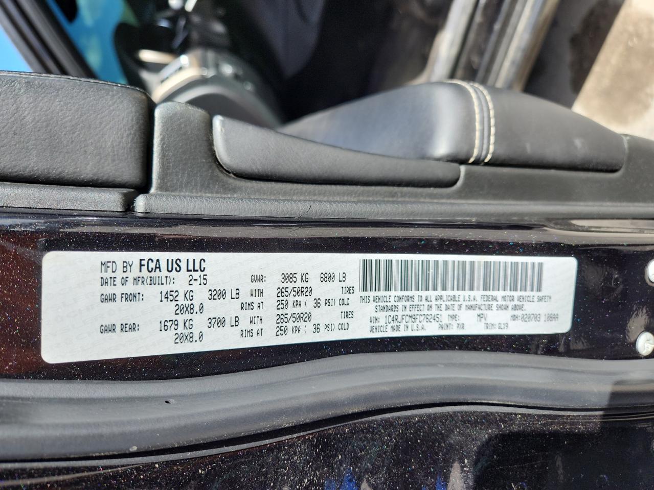 2015 Jeep Grand Cherokee Overland VIN: 1C4RJFCM9FC762451 Lot: 80275465