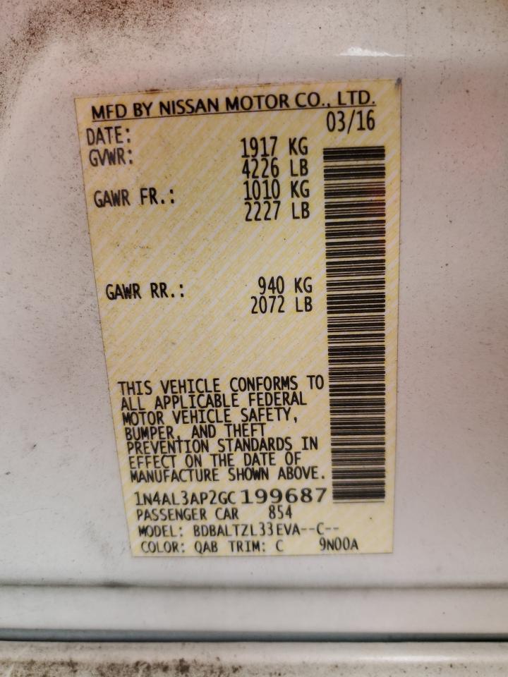 2016 Nissan Altima 2.5 VIN: 1N4AL3AP2GC199687 Lot: 83952035