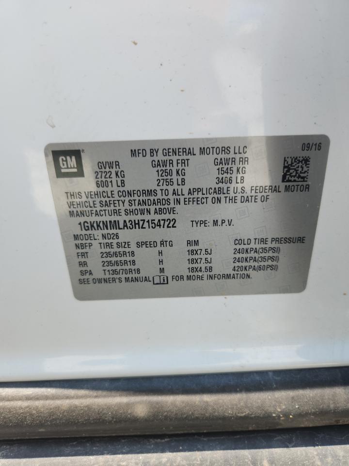 2017 GMC Acadia Slt-1 VIN: 1GKKNMLA3HZ154722 Lot: 80854095