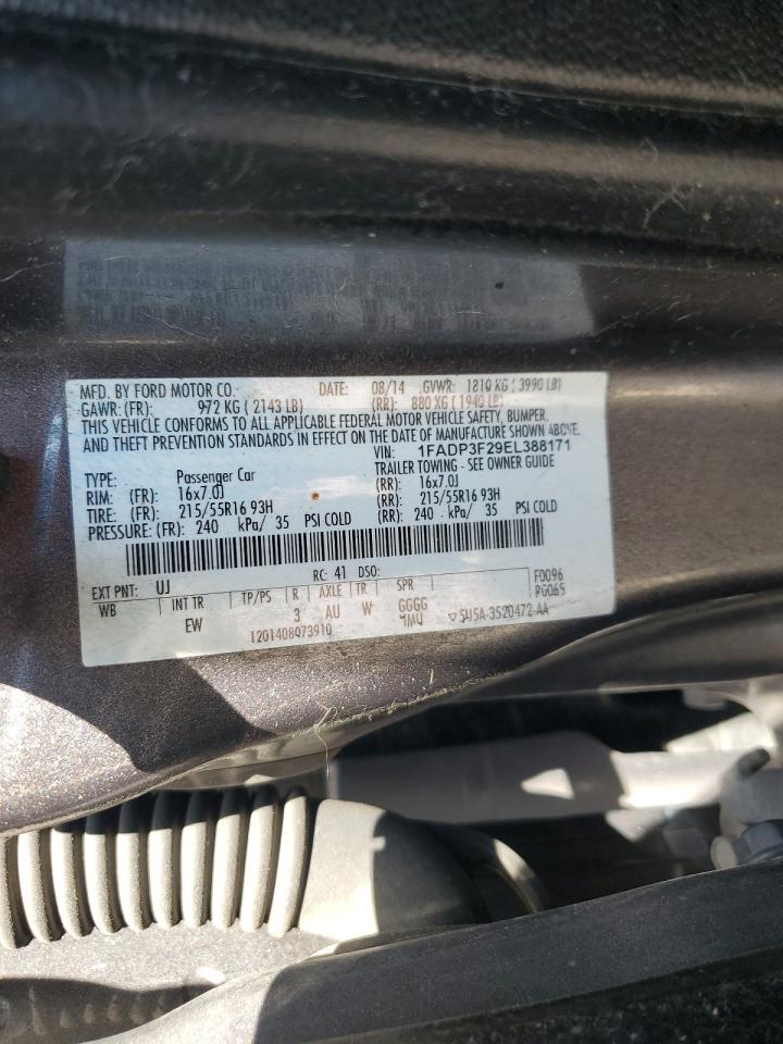 2014 Ford Focus Se VIN: 1FADP3F29EL388171 Lot: 80829595