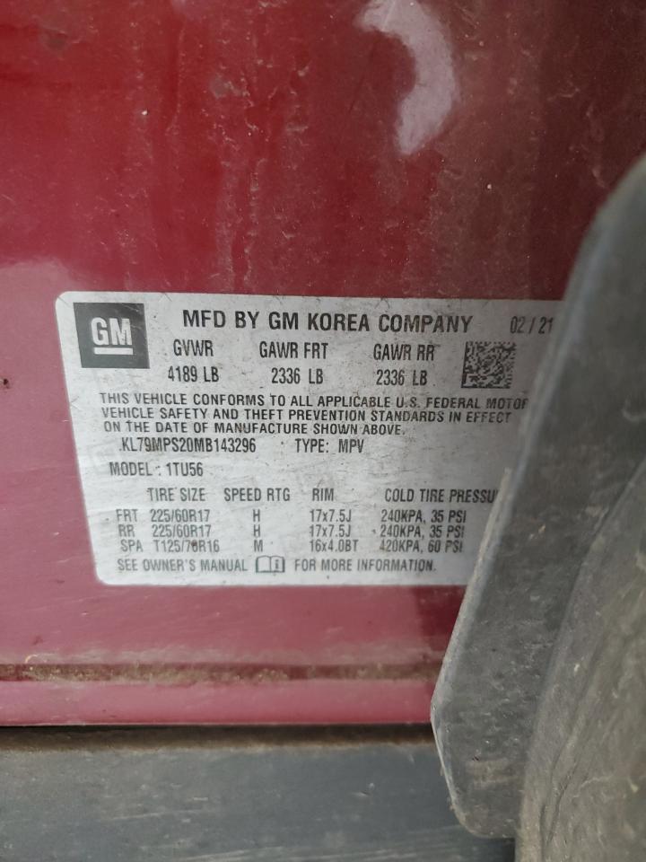 2021 Chevrolet Trailblazer Lt VIN: KL79MPS20MB143296 Lot: 81425045