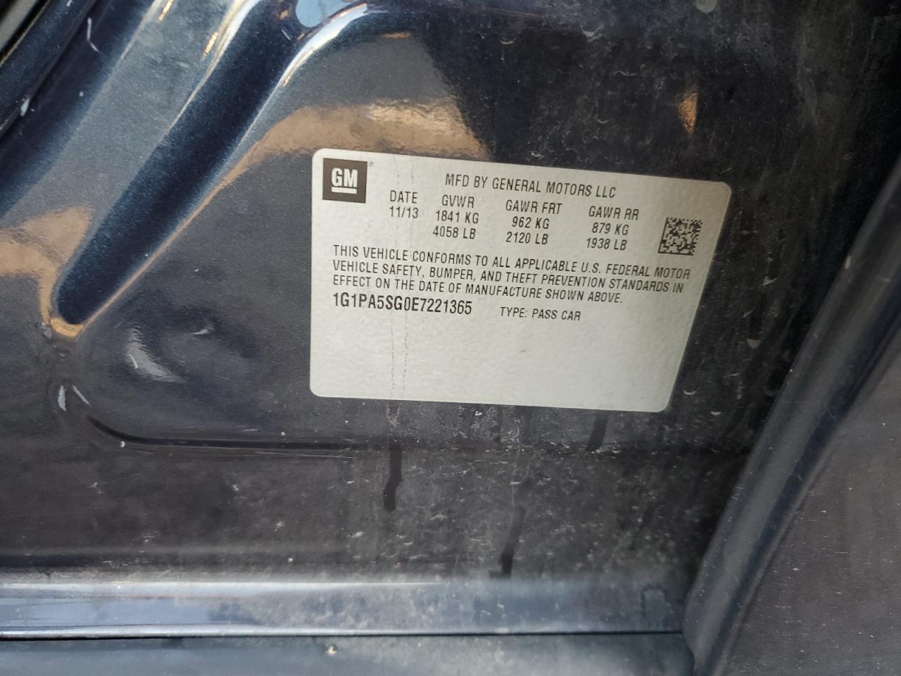 2014 Chevrolet Cruze Ls VIN: 1G1PA5SG0E7221365 Lot: 81903075