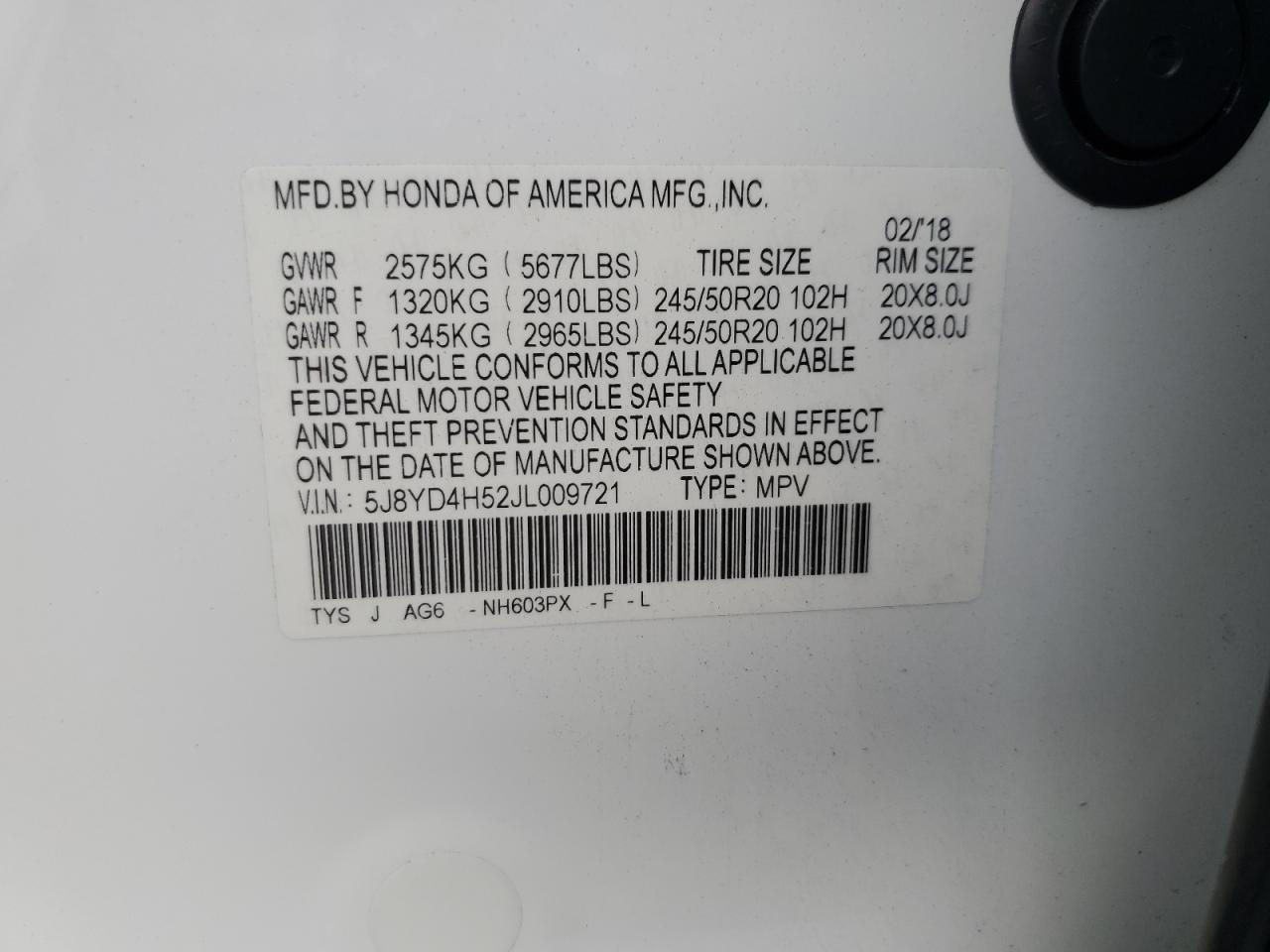 2018 Acura Mdx Technology VIN: 5J8YD4H52JL009721 Lot: 83968475