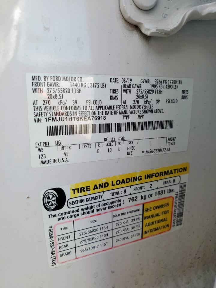 2019 Ford Expedition Xlt VIN: 1FMJU1HT6KEA76918 Lot: 81793855