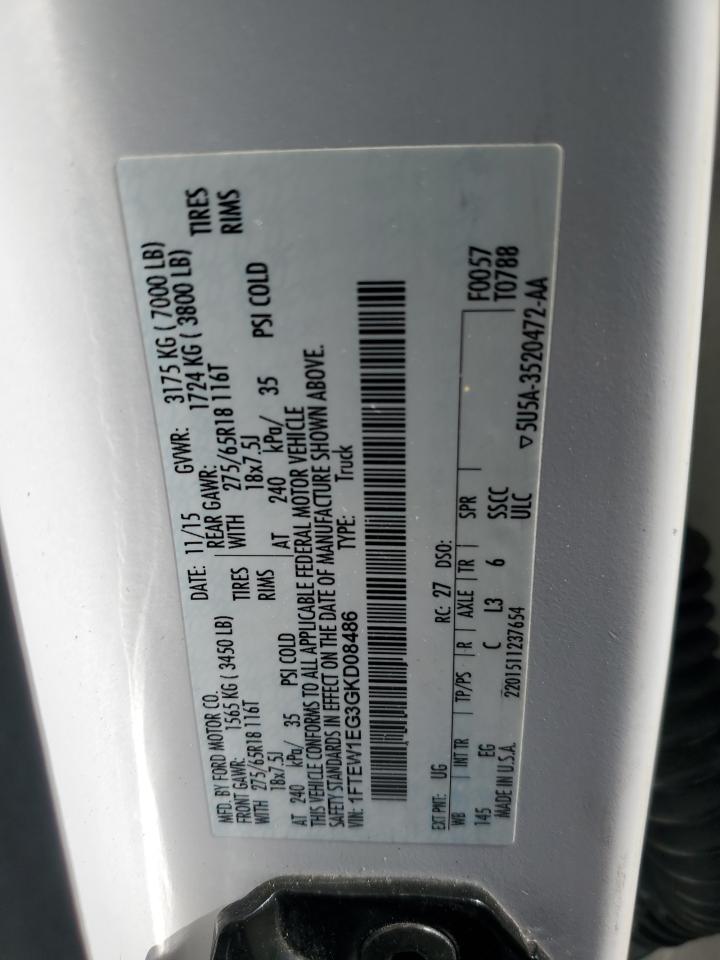 2016 Ford F150 Supercrew VIN: 1FTEW1EG3GKD08486 Lot: 71890845