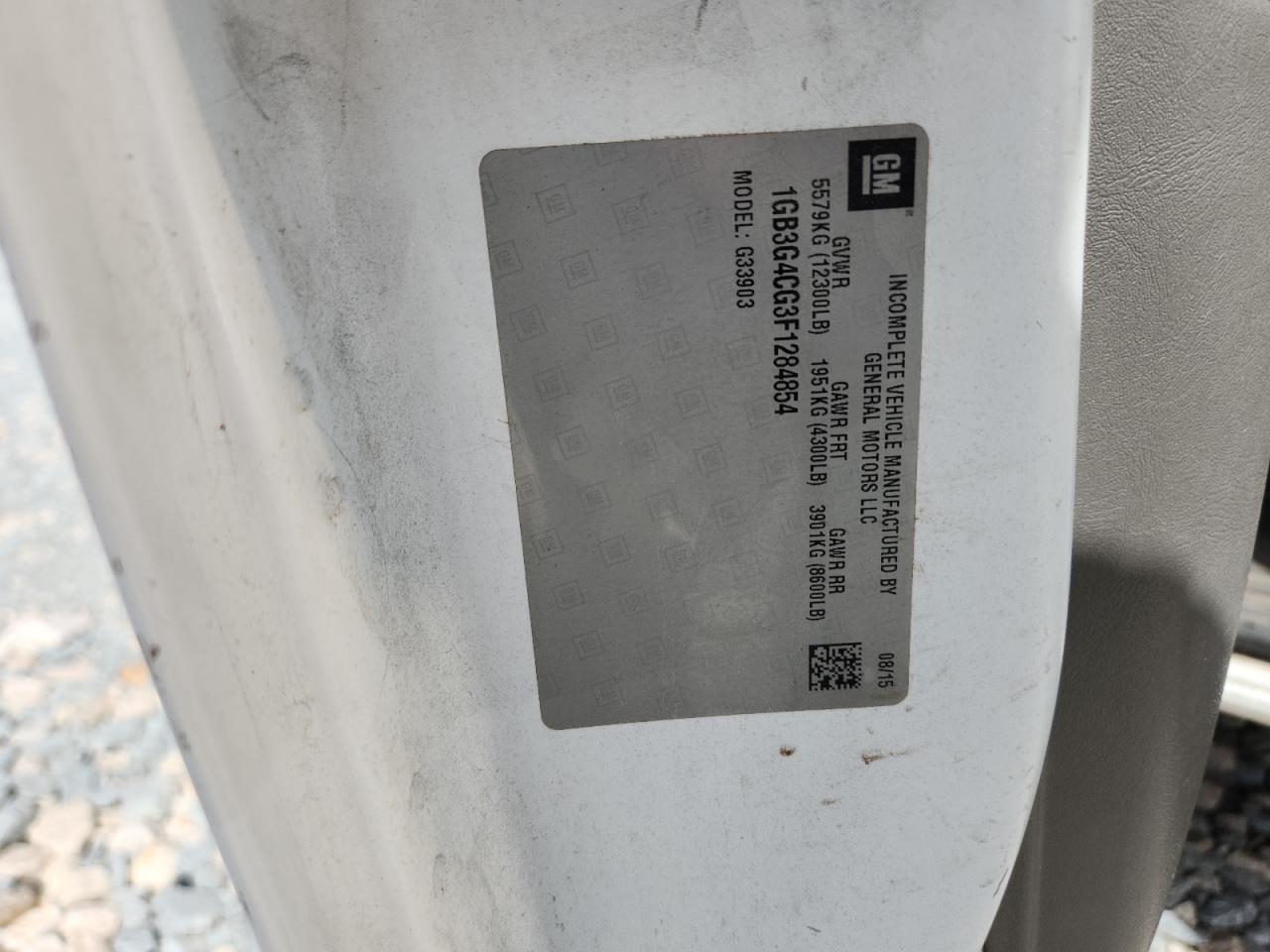 2015 Chevrolet Express G3500 VIN: 1GB3G4CG3F1284854 Lot: 69822485