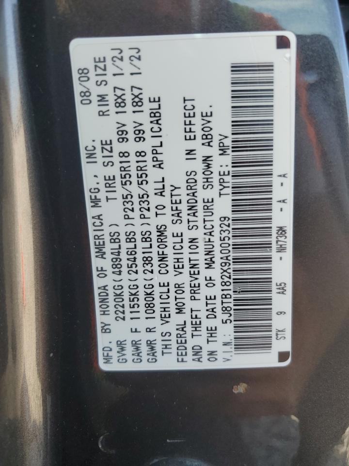 2009 Acura Rdx VIN: 5J8TB182X9A005329 Lot: 84733875