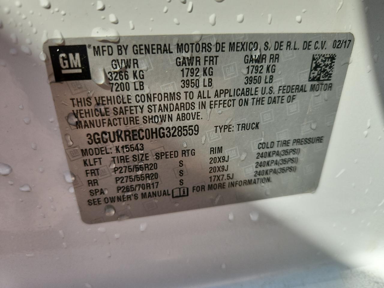 2017 Chevrolet Silverado K1500 Lt VIN: 3GCUKREC0HG328559 Lot: 81446685