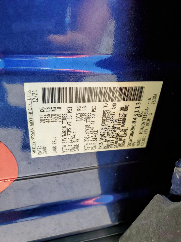 2021 Nissan Rogue Sv VIN: 5N1AT3BA2MC845113 Lot: 84556745