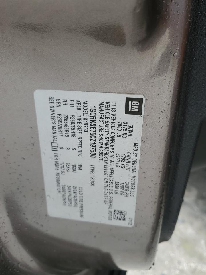 2012 Chevrolet Silverado K1500 Lt VIN: 1GCRKSE70CZ197500 Lot: 81790315