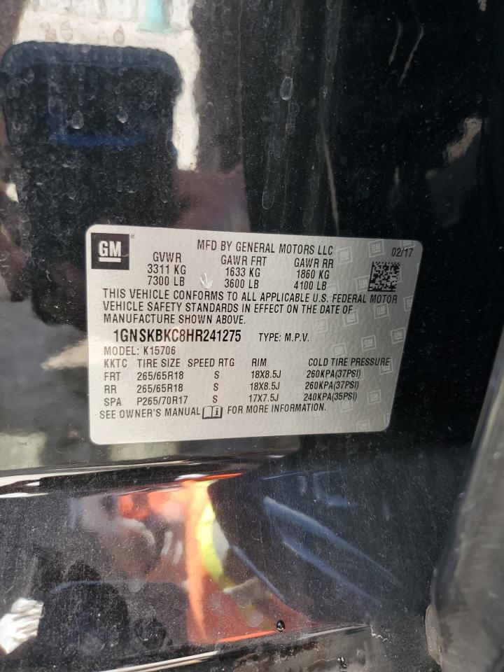 2017 Chevrolet Tahoe K1500 Lt VIN: 1GNSKBKC8HR241275 Lot: 84246085