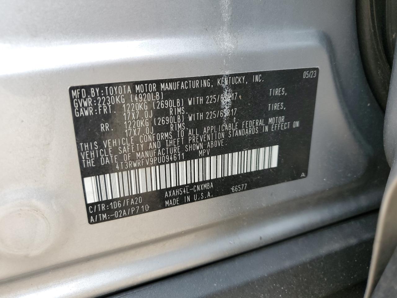 2023 Toyota Rav4 Xle VIN: 4T3RWRFV9PU094611 Lot: 84022625