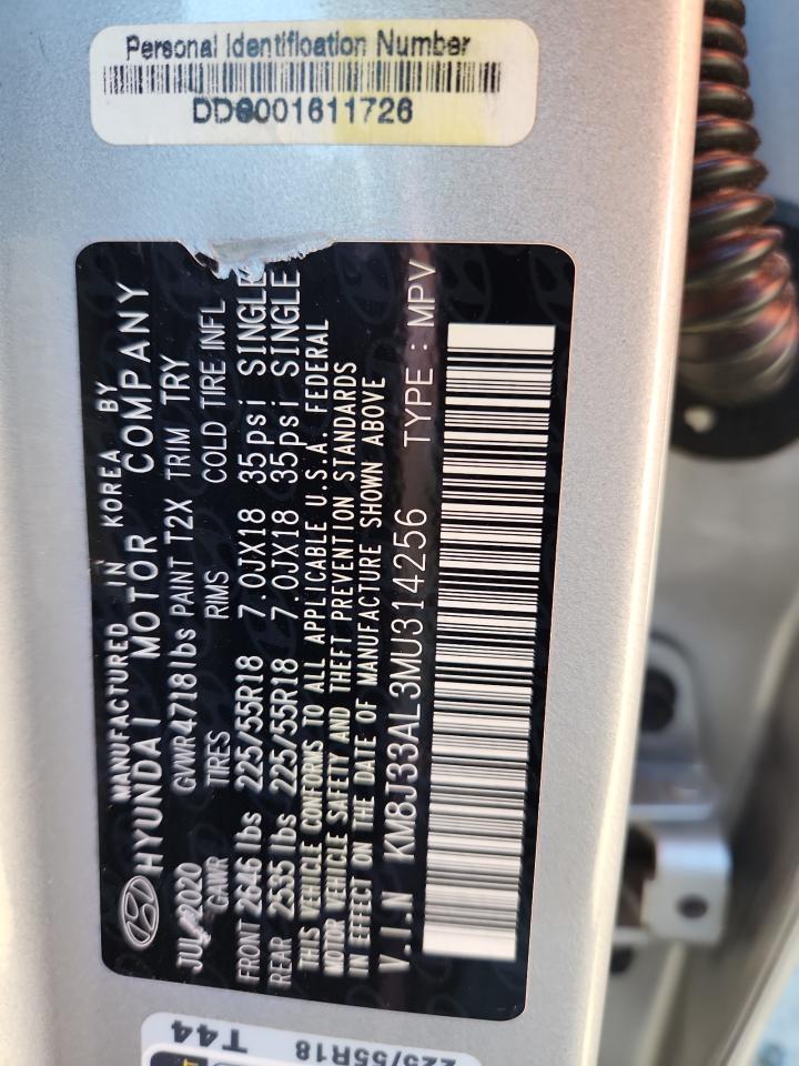 2021 Hyundai Tucson Limited VIN: KM8J33AL3MU314256 Lot: 71996475