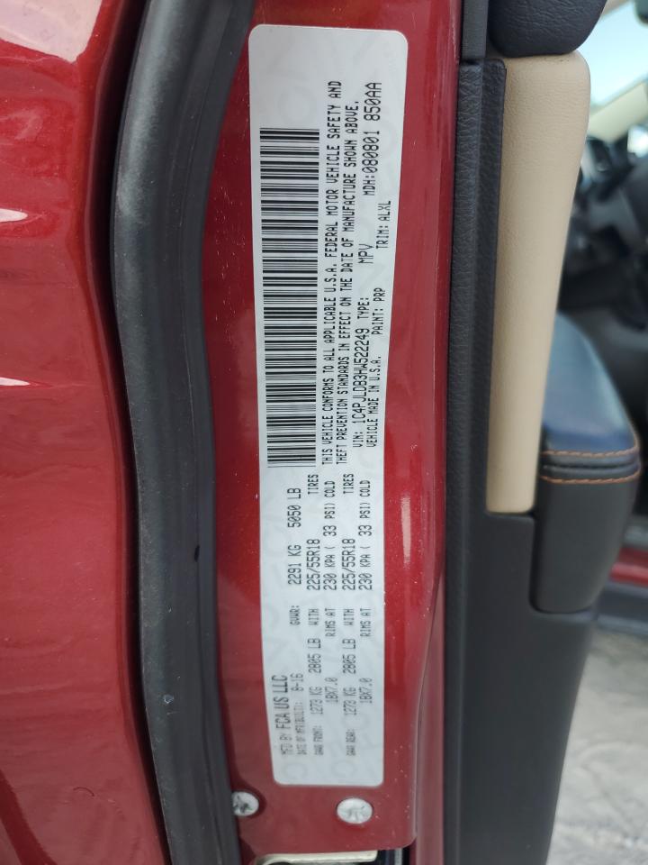 2017 Jeep Cherokee Limited VIN: 1C4PJLDB3HW522249 Lot: 80816135