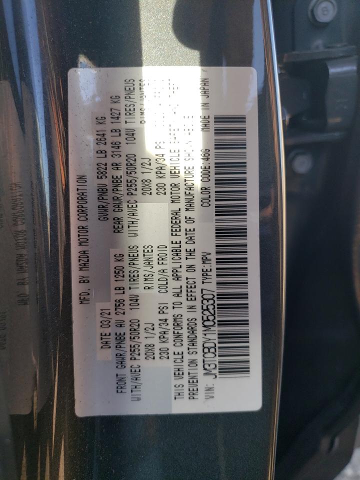 2021 Mazda Cx-9 Grand Touring VIN: JM3TCBDY1M0525307 Lot: 81851945